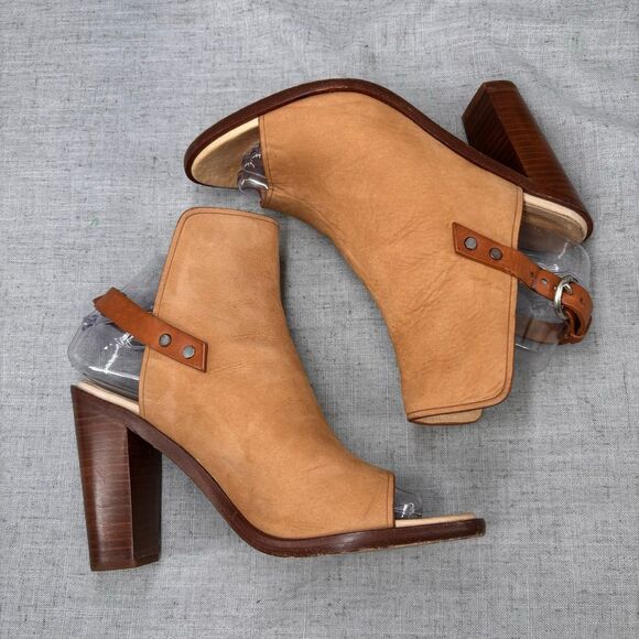Rag & Bone Wyatt‎ Slingback Heels Camel Tan Nubuck Leather Slip On Womens EU 37 - Picture 10 of 12